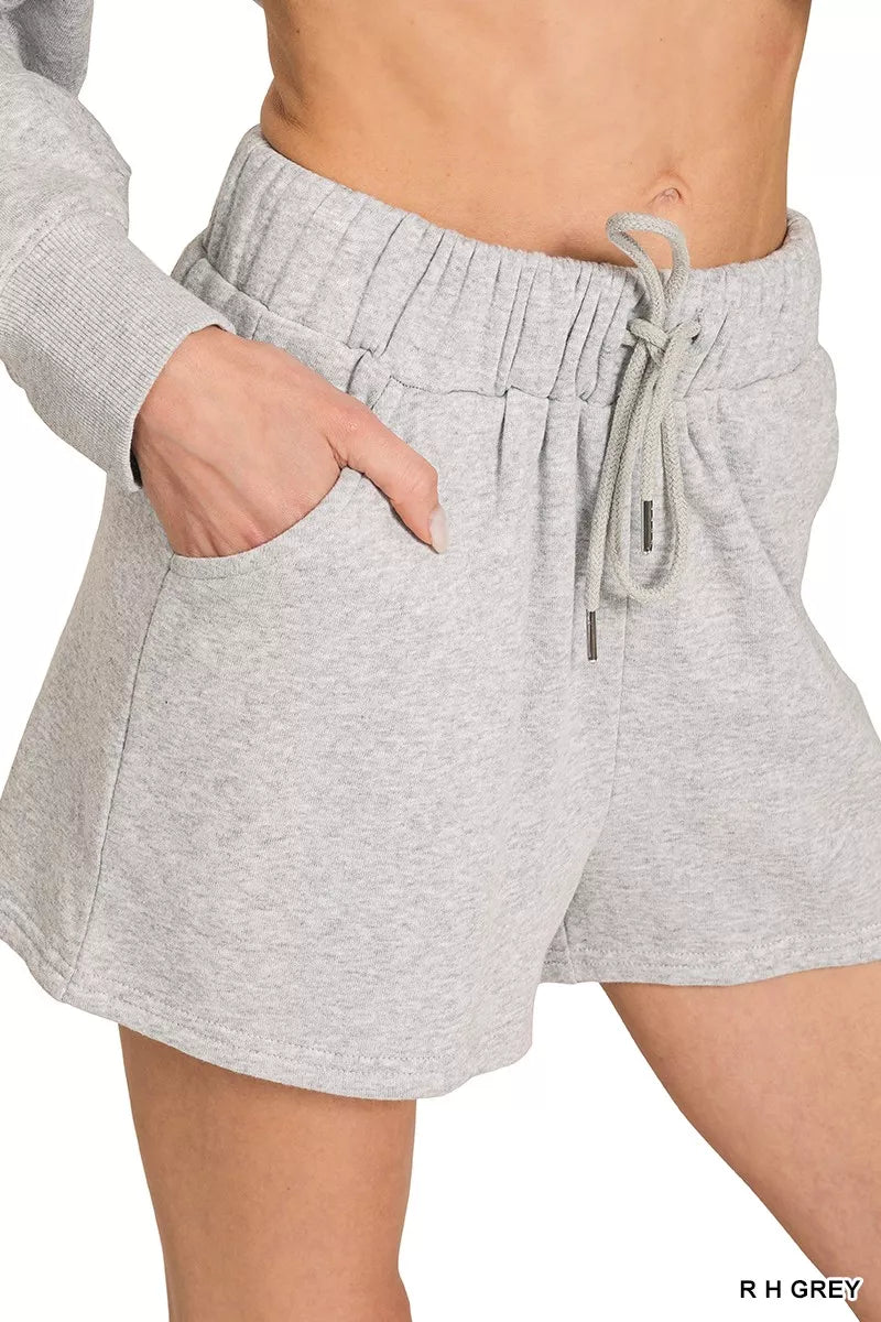 Zenana Fleece Long Sleeve Sweatshirts & Shorts Set - Sydney So Sweet