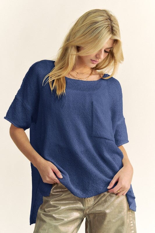 Davi & Dani High-Low Round Neck Knit Top - Sydney So Sweet