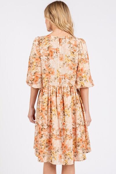 Mittoshop Flower Print Linen Blend Babydoll Mini Dress - Sydney So Sweet