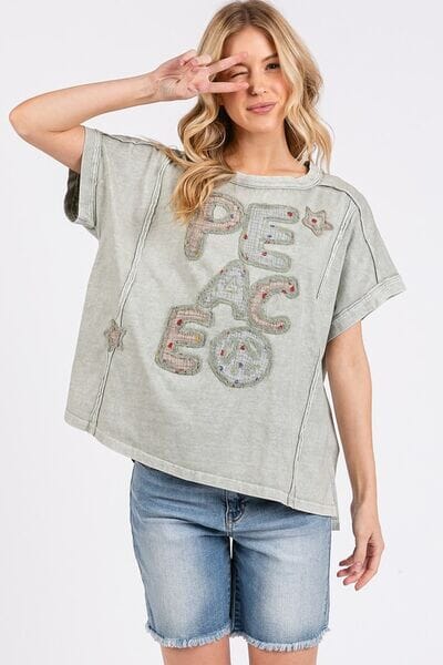 Mittoshop PEACE Round Neck Short Sleeve T-Shirt - Sydney So Sweet