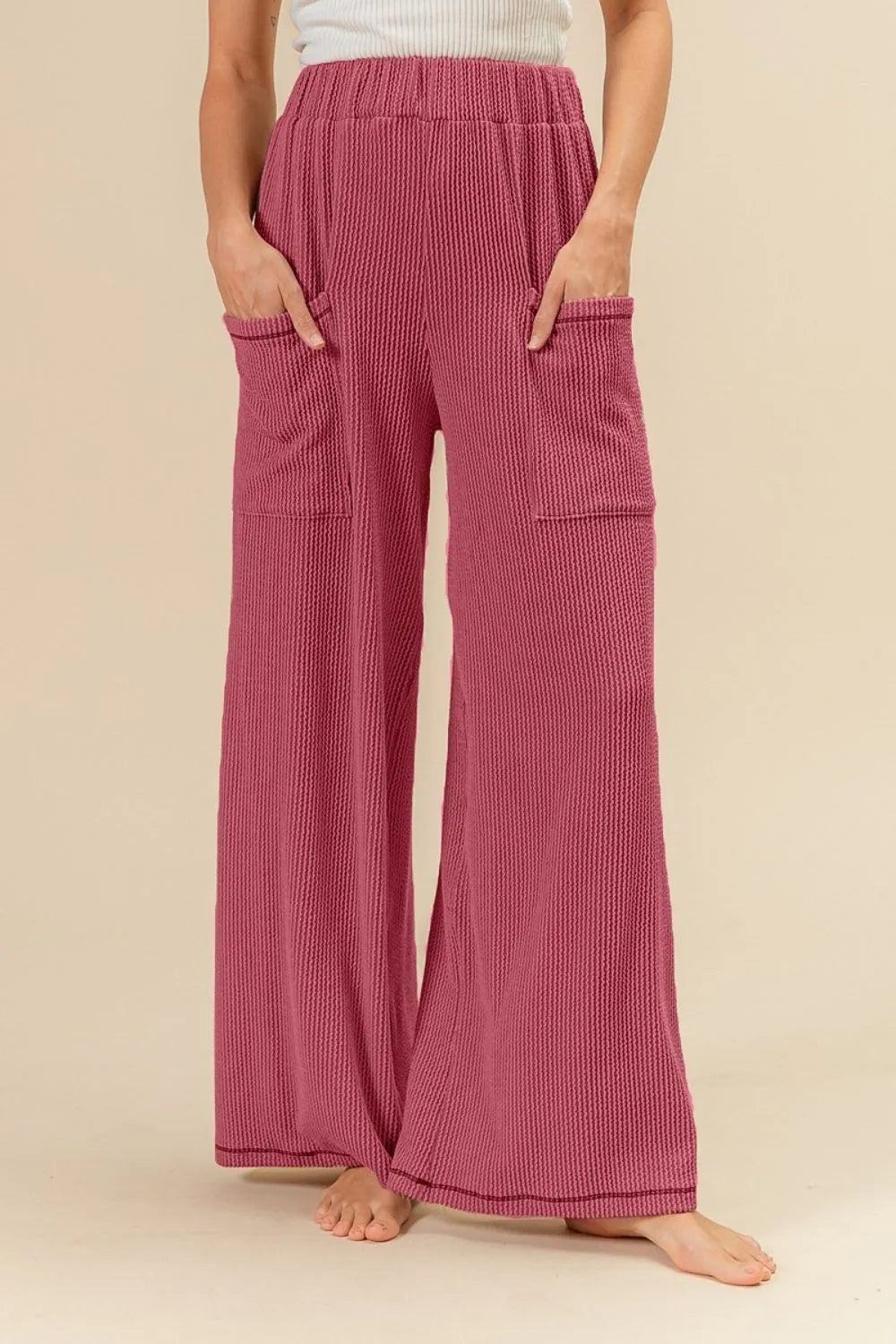 BiBi 2tone Cord Rib Waist Band Side Pocket Pants - Sydney So Sweet