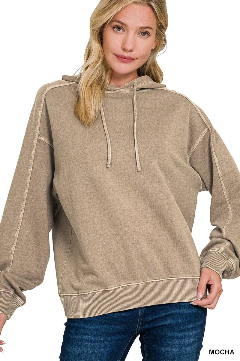 Zenana French Terry Pigment Dye & Enzyme Washing Hoodie - Sydney So Sweet