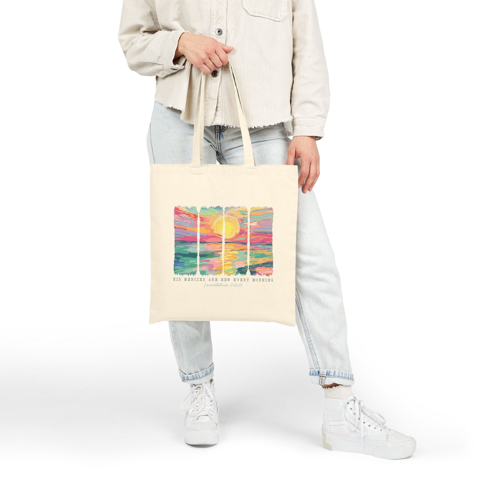 His Mercies are New Every Day Christian Church Cotton Canvas Tote Bag