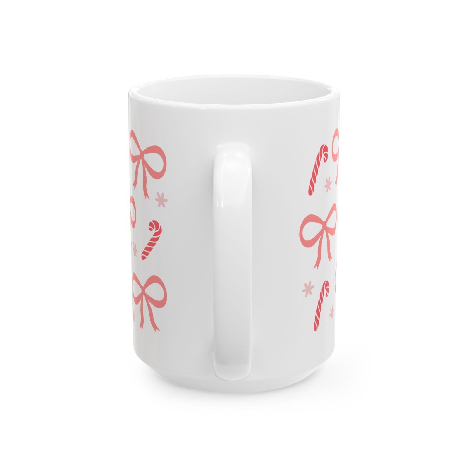 Candy Cane Coquette Christmas Ceramic Mug Coffee Cup (11oz & 15oz)