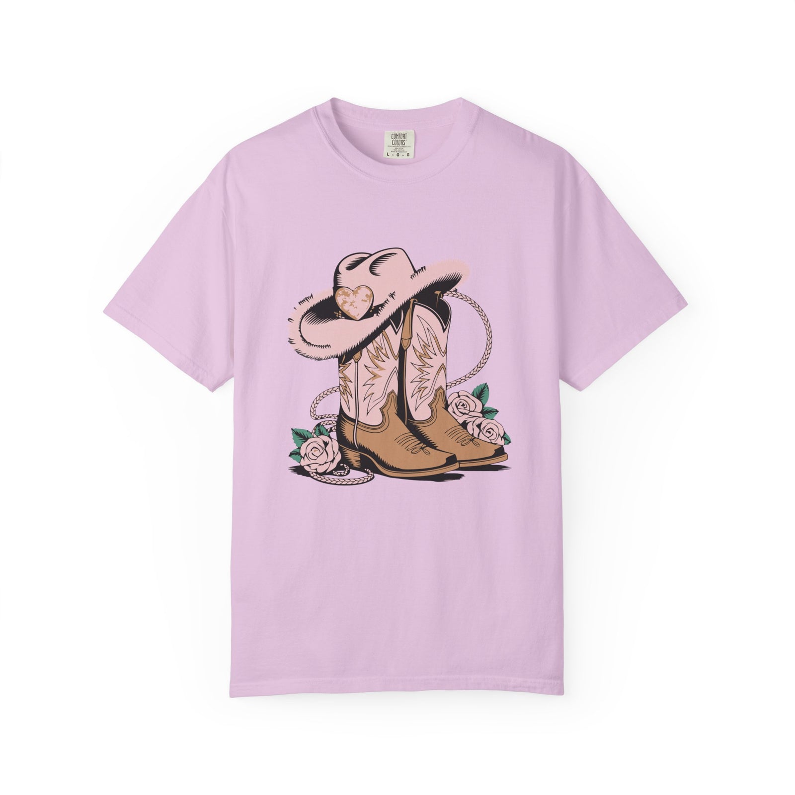 Cowgirl Valentine Boots & Hat Graphic T-Shirt Short Sleeve Tee - Sydney So Sweet