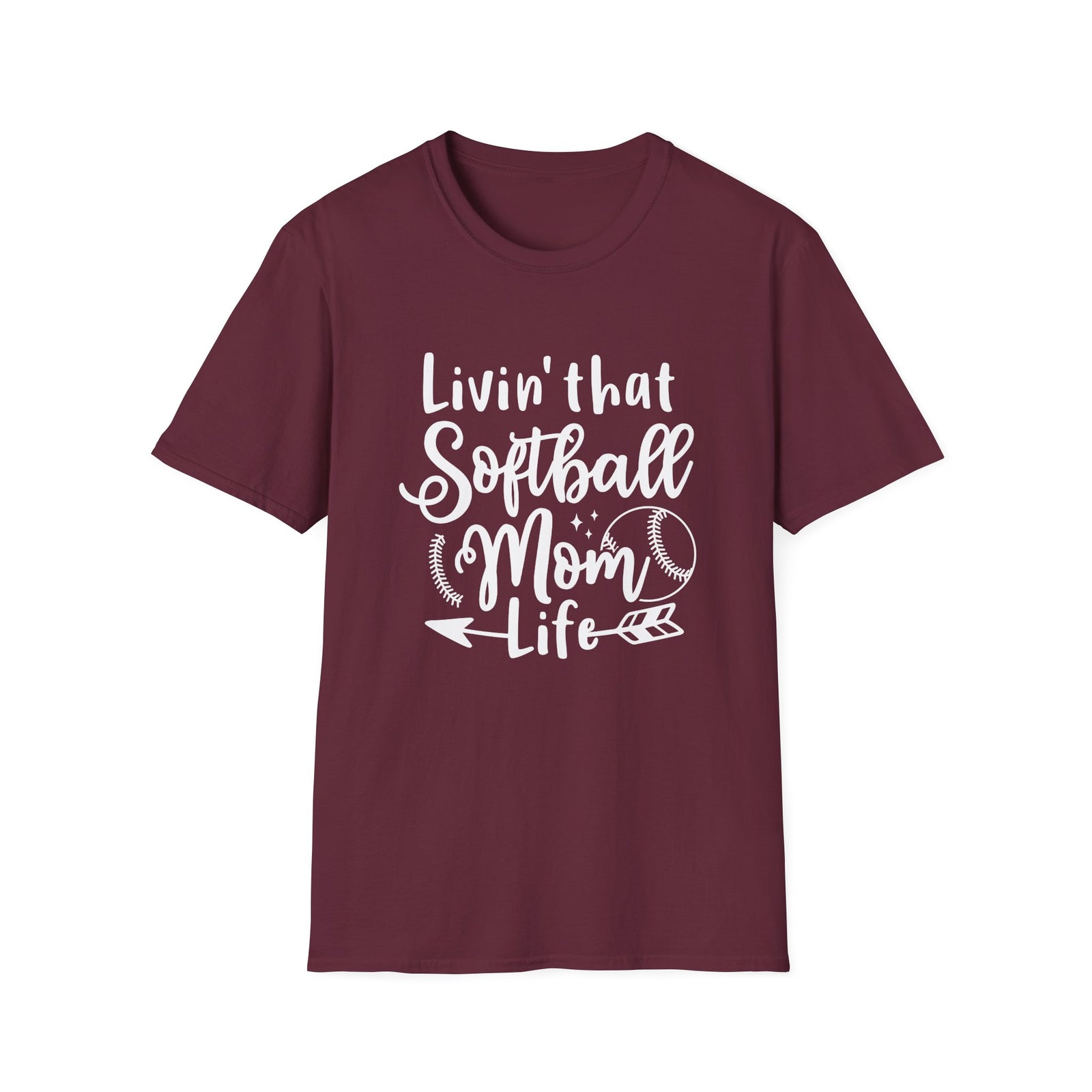 Livin' That Softball Mom Life Graphic T-Shirt Cute Sports Mom Tee (12 Team Colors)