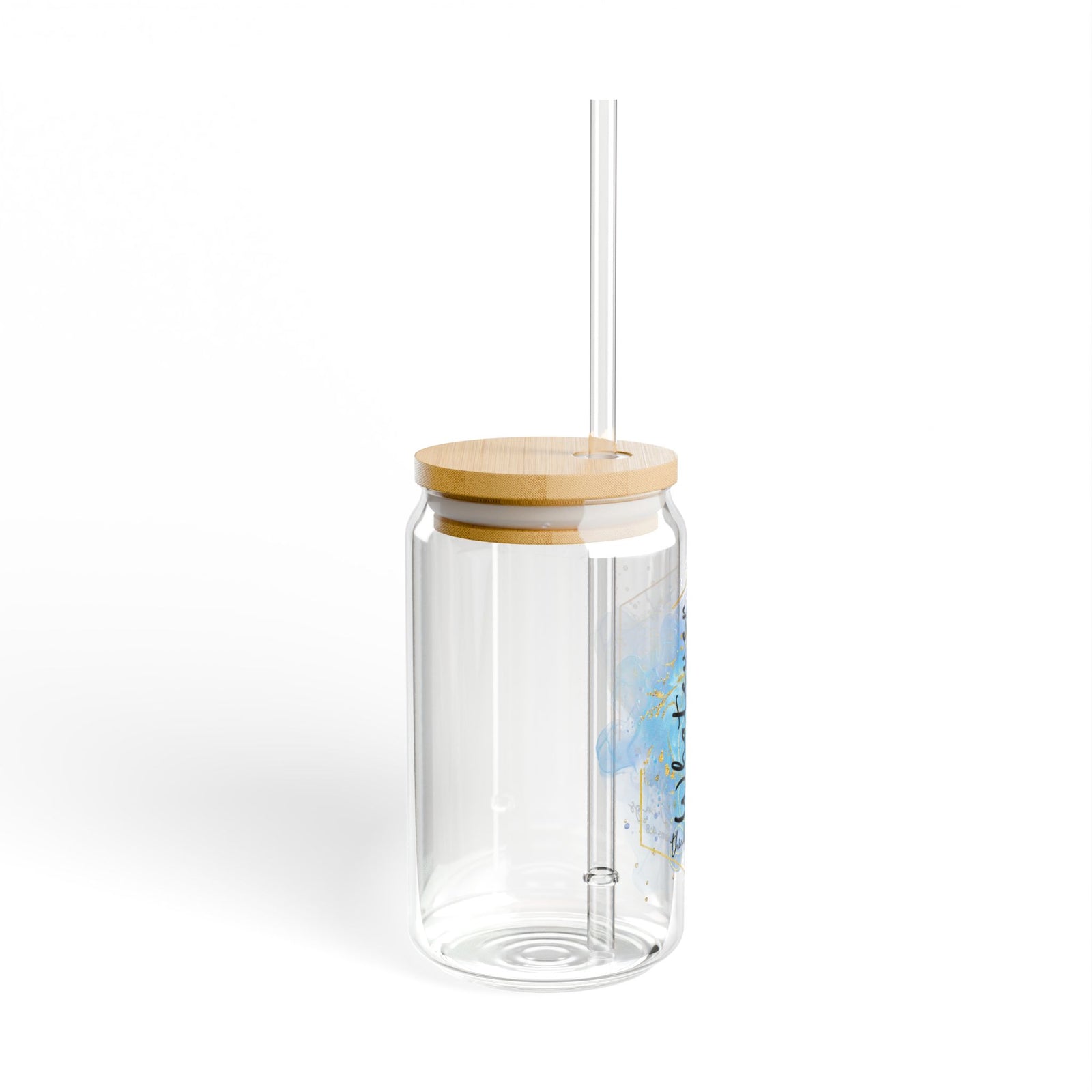 Think on these Things Philippians 4:8 Christian Tumbler Sipper Glass 16oz — Reusable Drink Jar with Lid & Straw - Sydney So Sweet