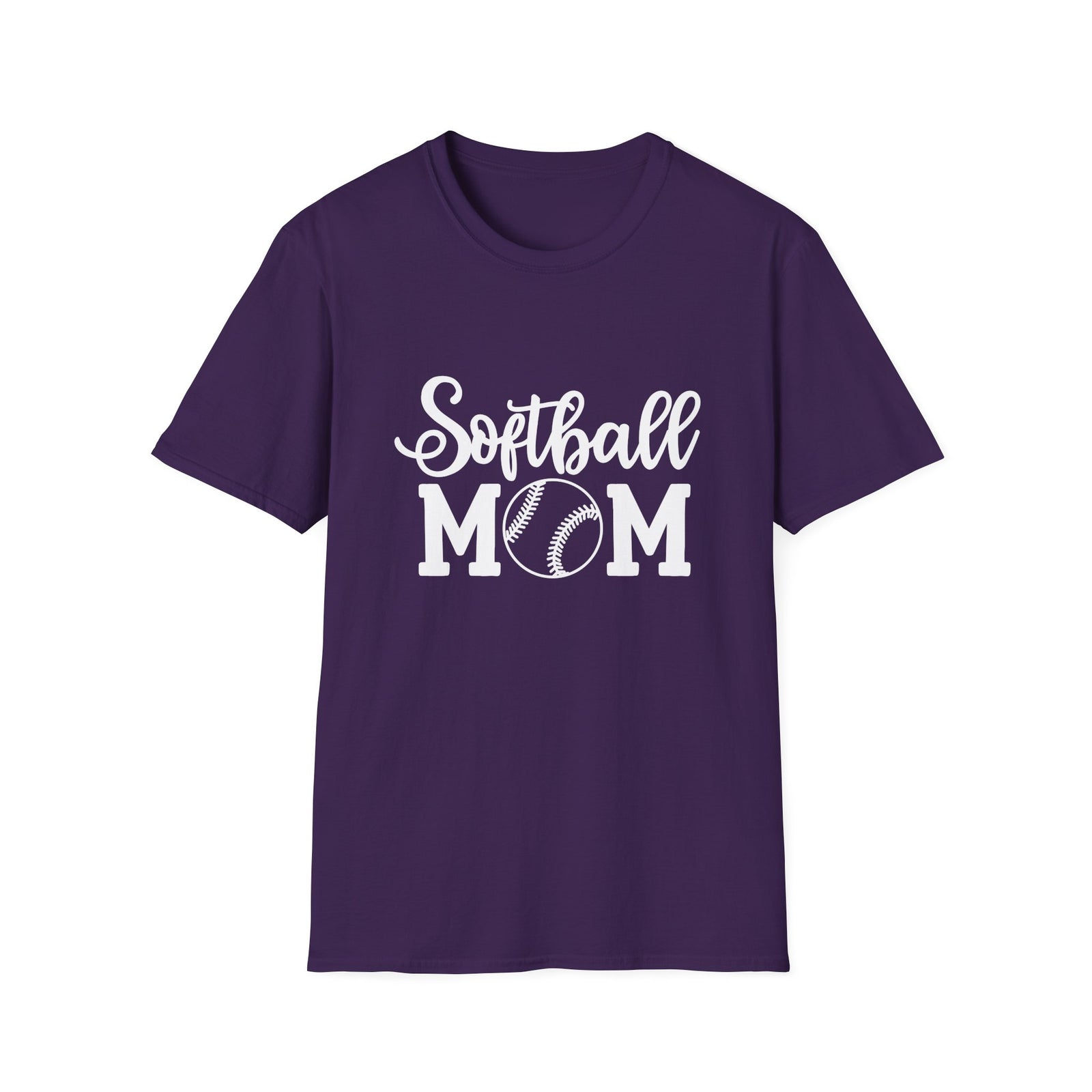Softball Mom Classic Graphic T-Shirt Cute Sports Mom Tee (12 Team Colors)