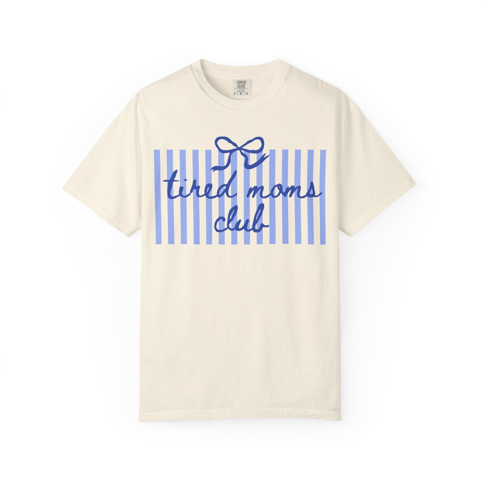 Tired Moms Club Graphic T-Shirt Cute Striped Tee for Busy Moms