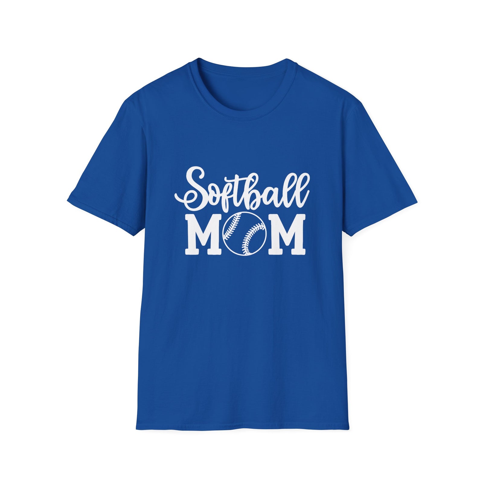 Softball Mom Classic Graphic T-Shirt Cute Sports Mom Tee (12 Team Colors)