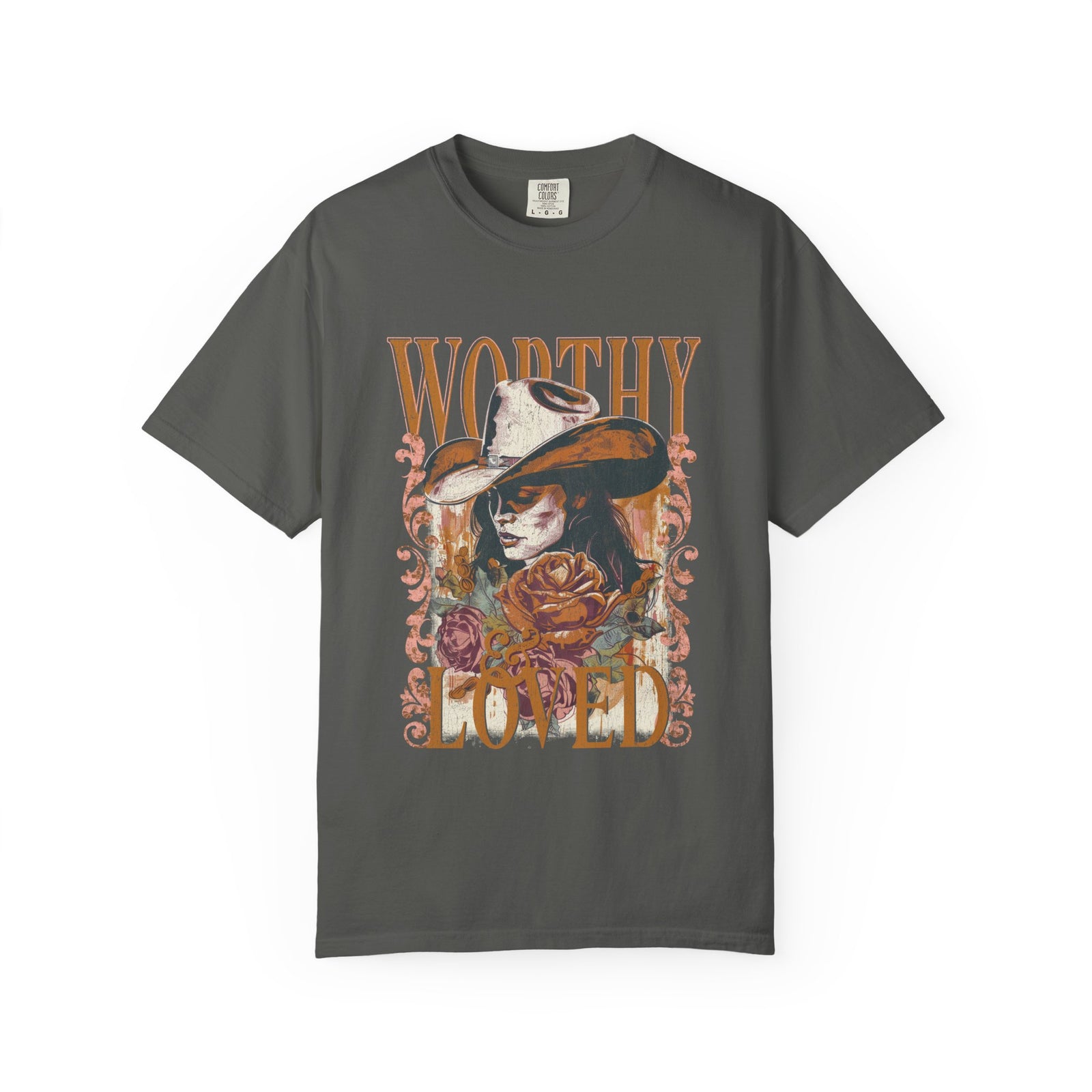 Worthy & Loved Graphic Tee Vintage Cowgirl Floral Distressed T-Shirt