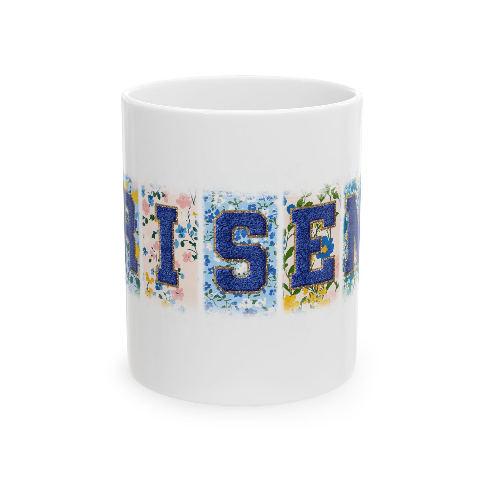 Risen Floral Faux Patch Christian Easter Ceramic Mug Coffee Cup (11oz & 15oz)