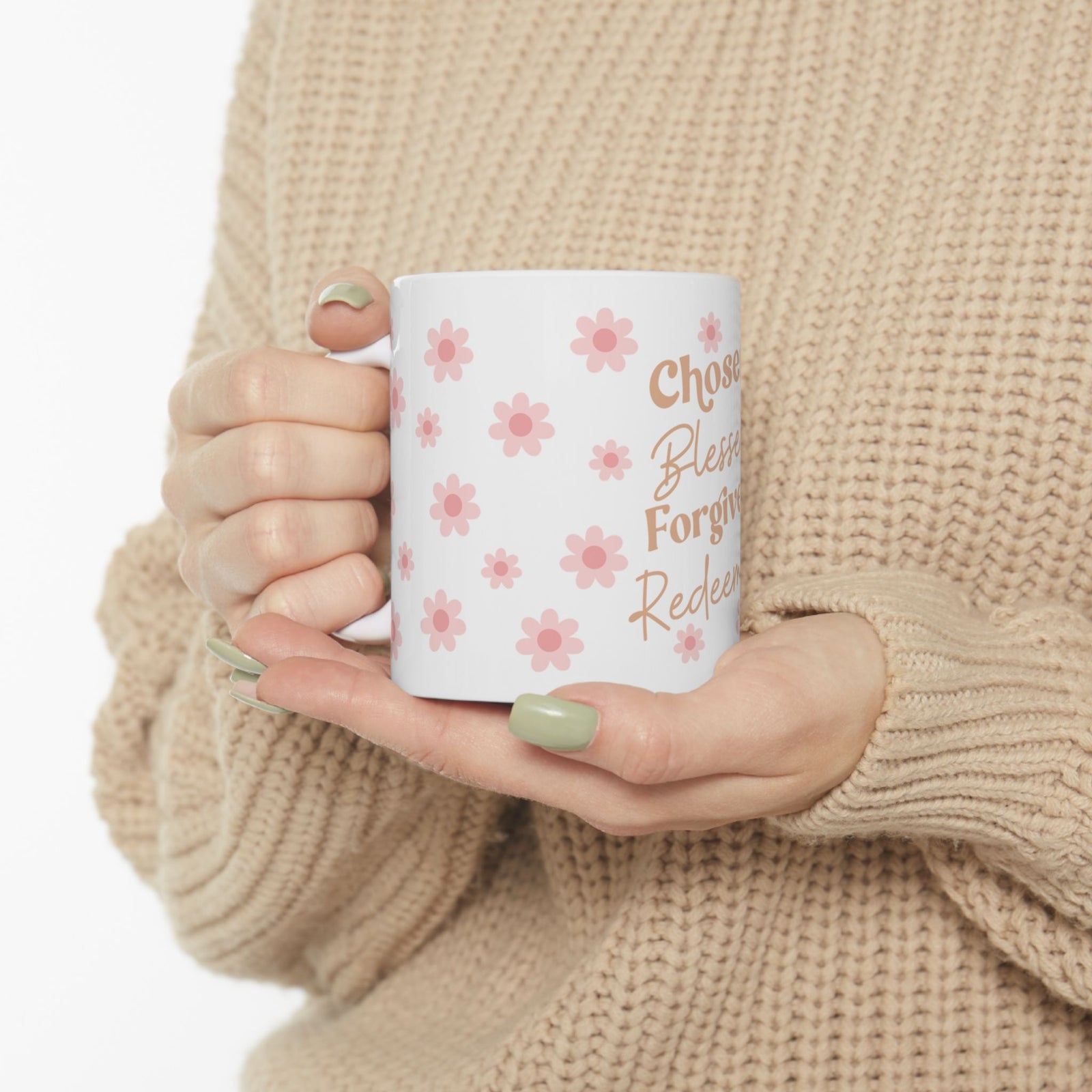 Chosen Blessed Forgiven Redeemed Cute Ceramic Mug Coffee Cup (11oz & 15oz)
