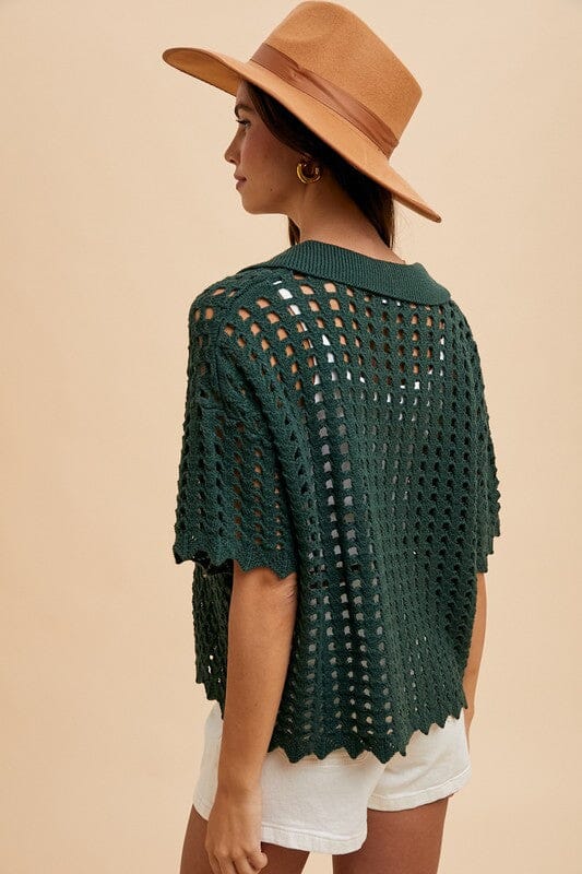 Annie Wear Openwork Johnny Collar Knit Cover Up - Sydney So Sweet