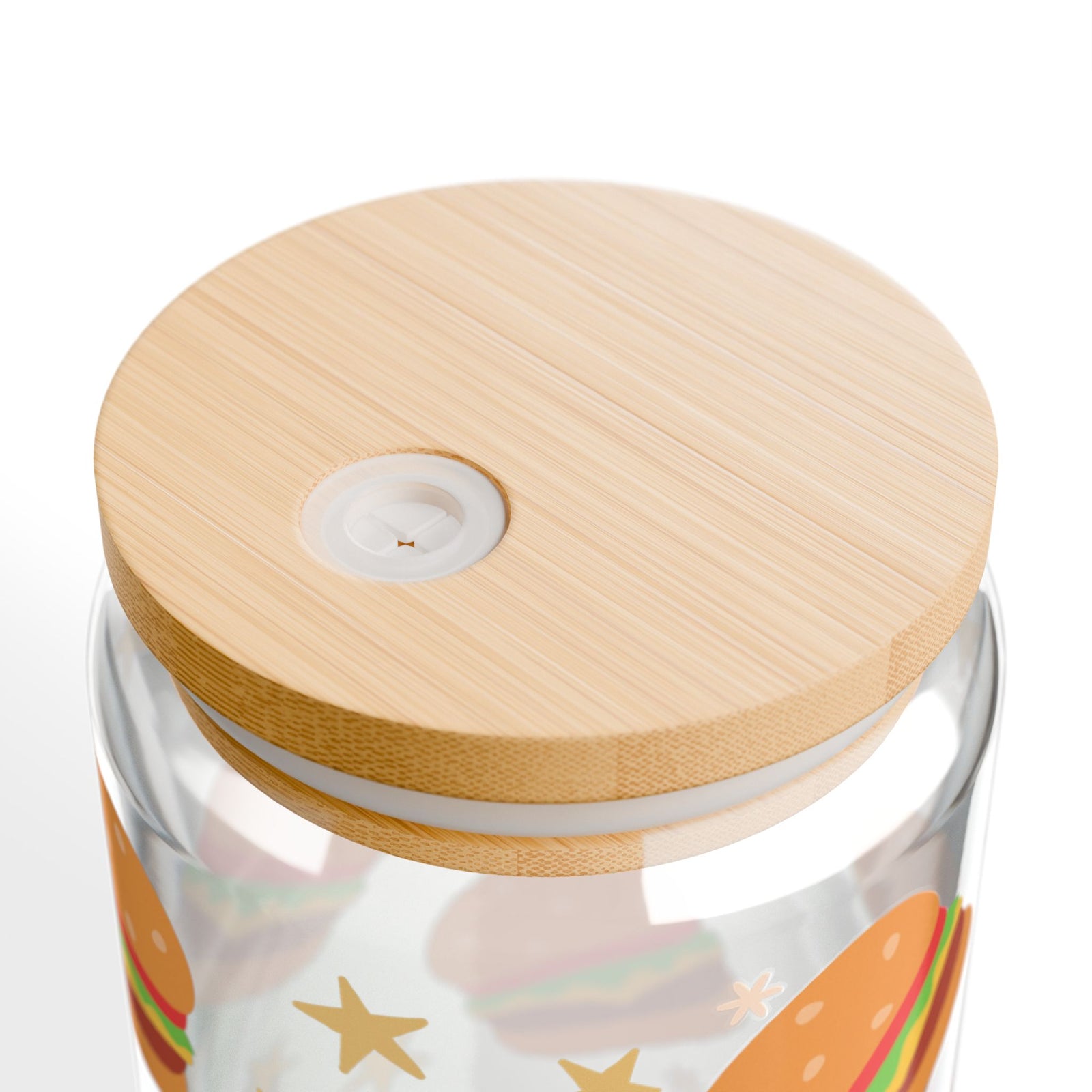 Burgers Tumbler Sipper Glass 16oz — Reusable Drink Jar with Lid & Straw