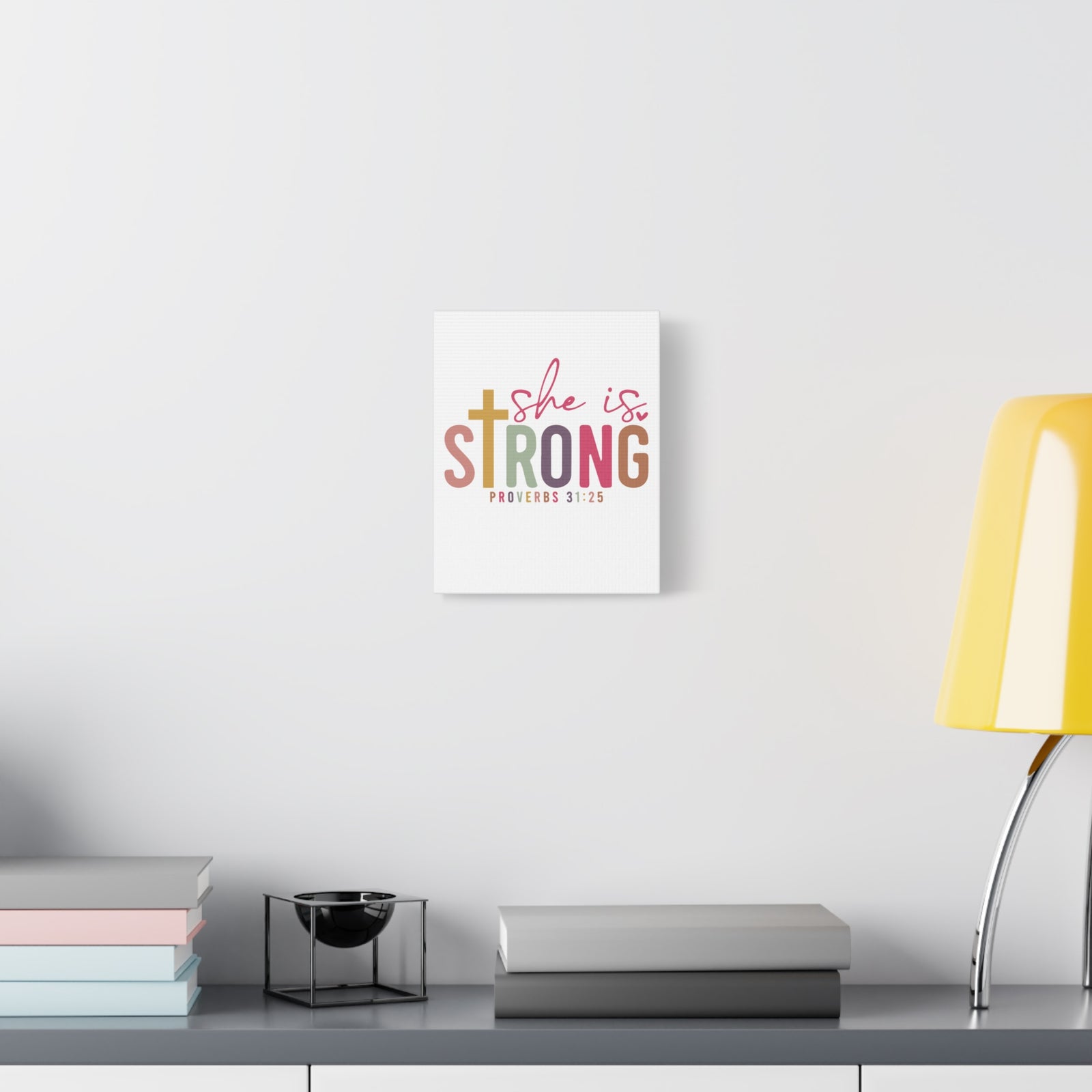 She Is Strong Canvas Wall Art Proverbs 31:25 Inspirational Christian Canvas