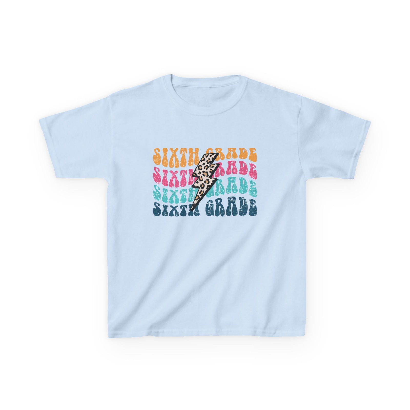 Sixth Grade Leopard Lightning Graphic Tee Back-to-School 6th Grade Kids T-Shirt