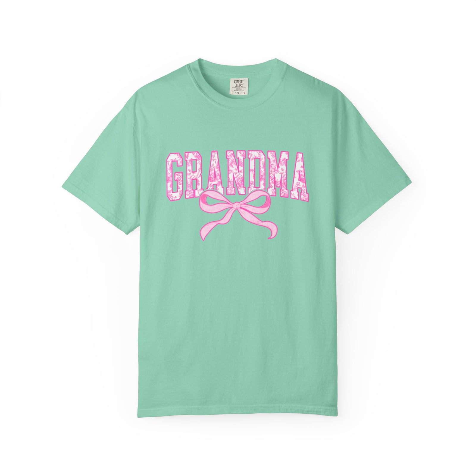 Grandma Coquette Pink Toile Bow T-Shirt Cute Grandmother Graphic Tee