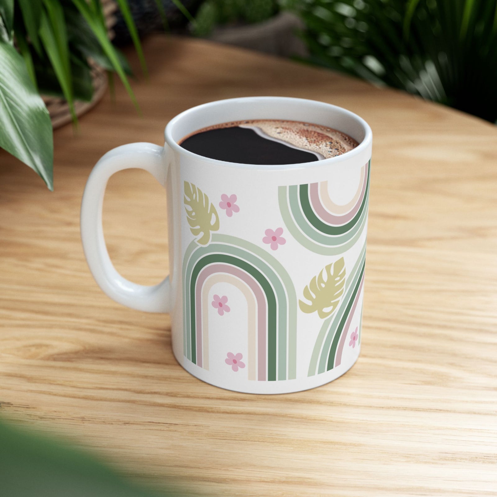 Retro In Bloom Cute Ceramic Mug Coffee Cup (11oz & 15oz)