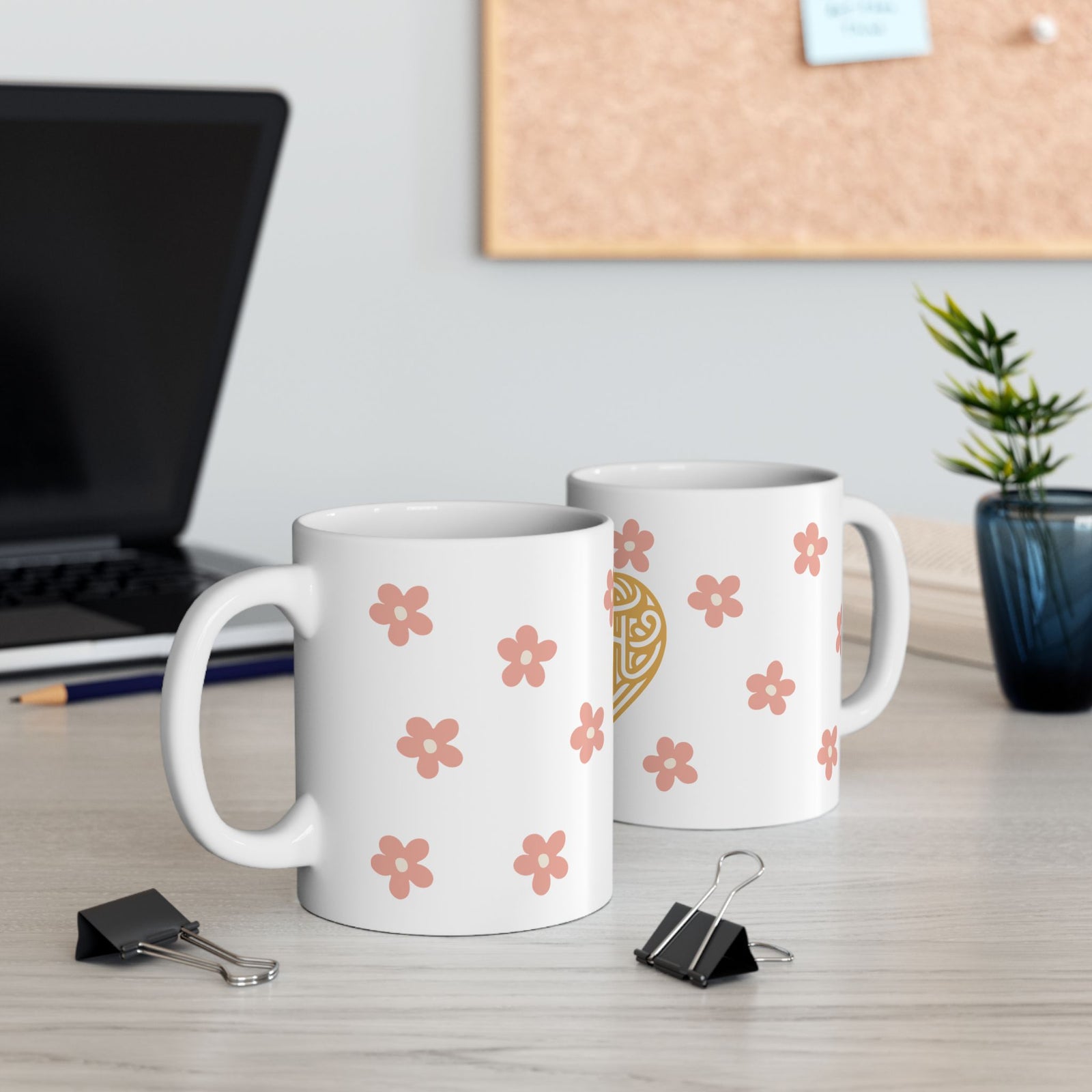 Faith Heart Floral Cute Ceramic Mug Coffee Cup (11oz & 15oz)