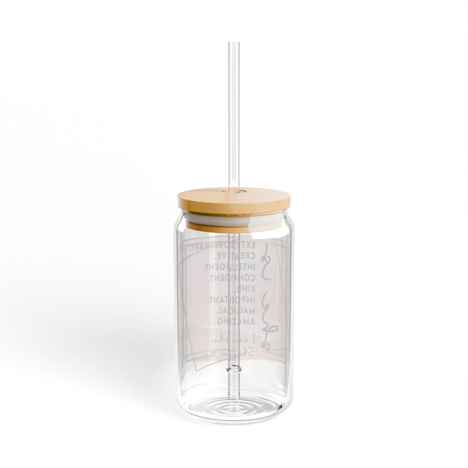 She is Me Inspirational Tumbler Sipper Glass 16oz — Reusable Drink Jar with Lid & Straw - Sydney So Sweet