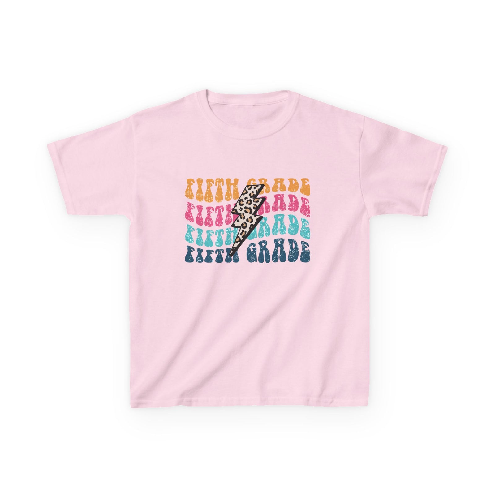 Fifth Grade Leopard Lightning Graphic Tee Back-to-School 5th Grade Kids T-Shirt