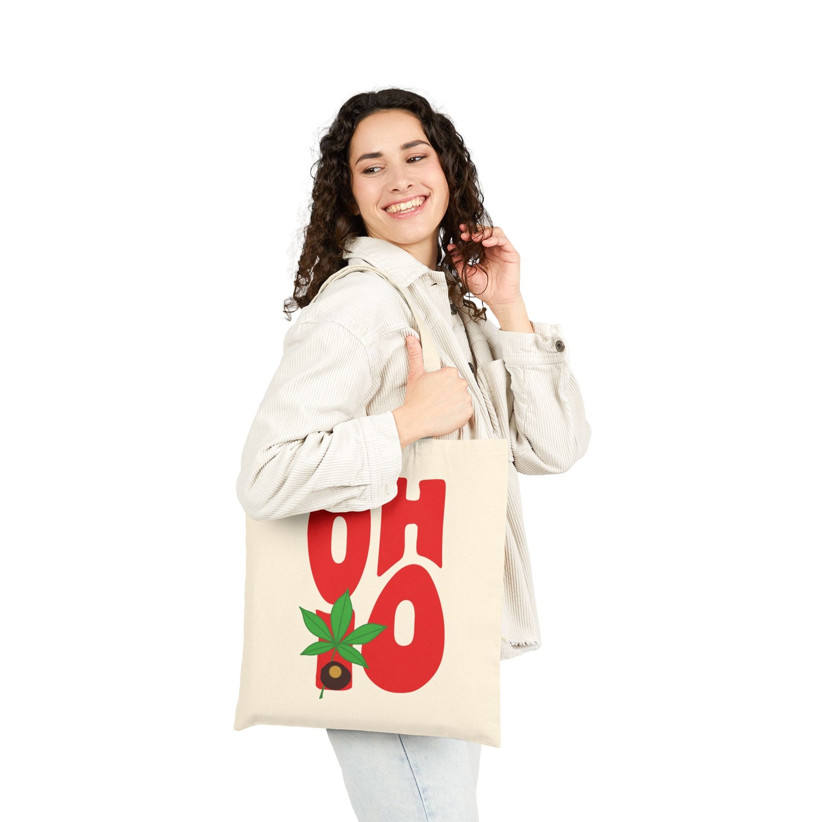 OH-IO Ohio Buckeye State Cotton Canvas Tote Bag
