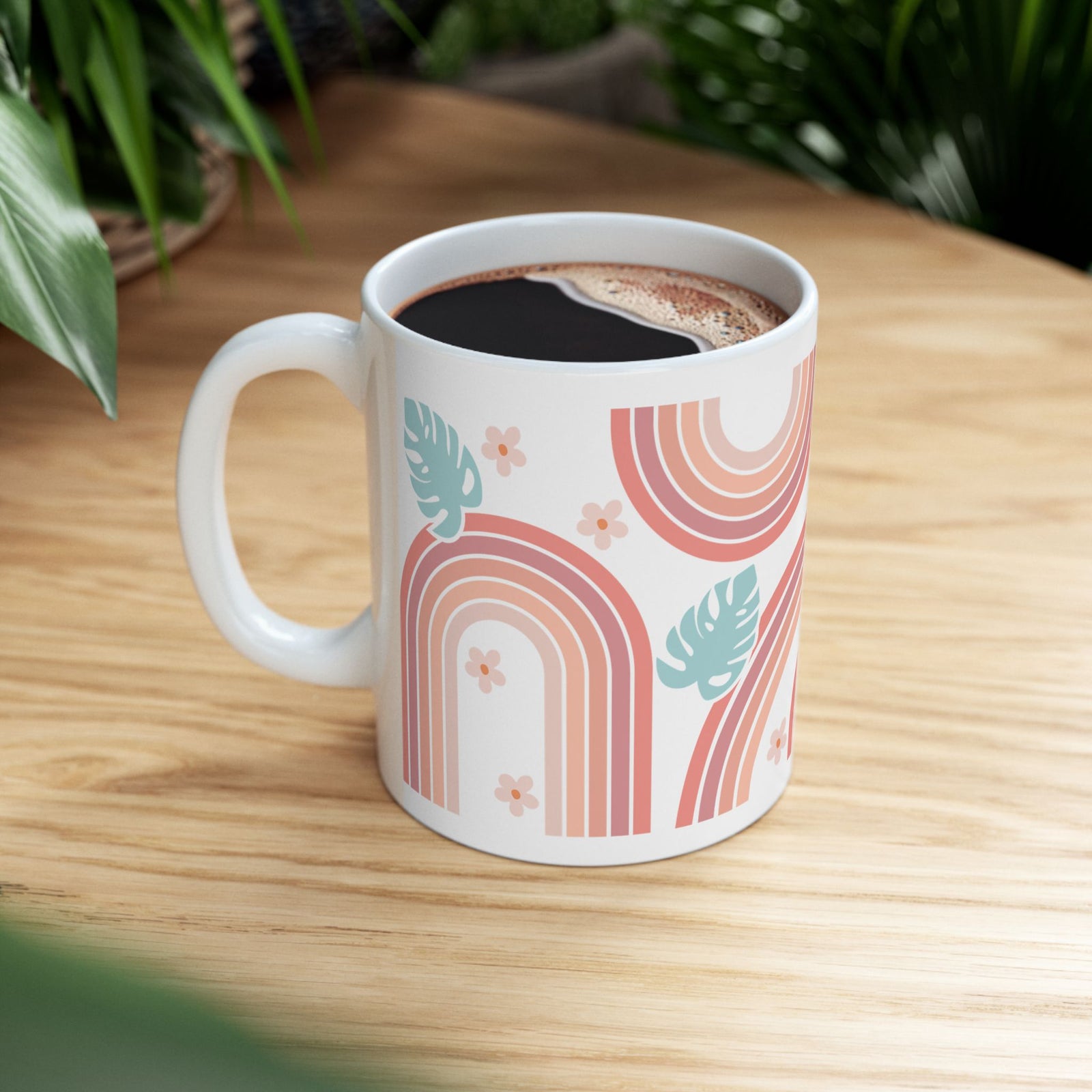 Boho Retro Rainbow Cute Ceramic Mug Coffee Cup (11oz & 15oz)