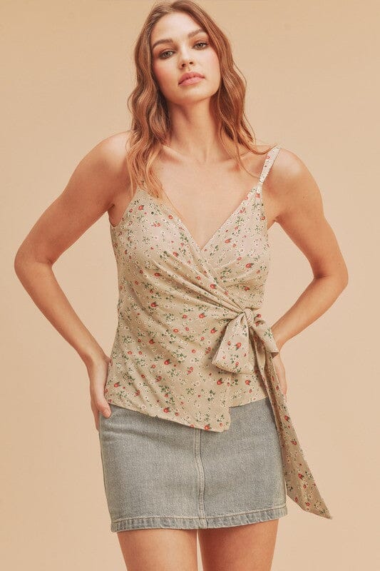 Aemi + Co Ditsy Floral Surplice Adjustable Straps Cami - Sydney So Sweet