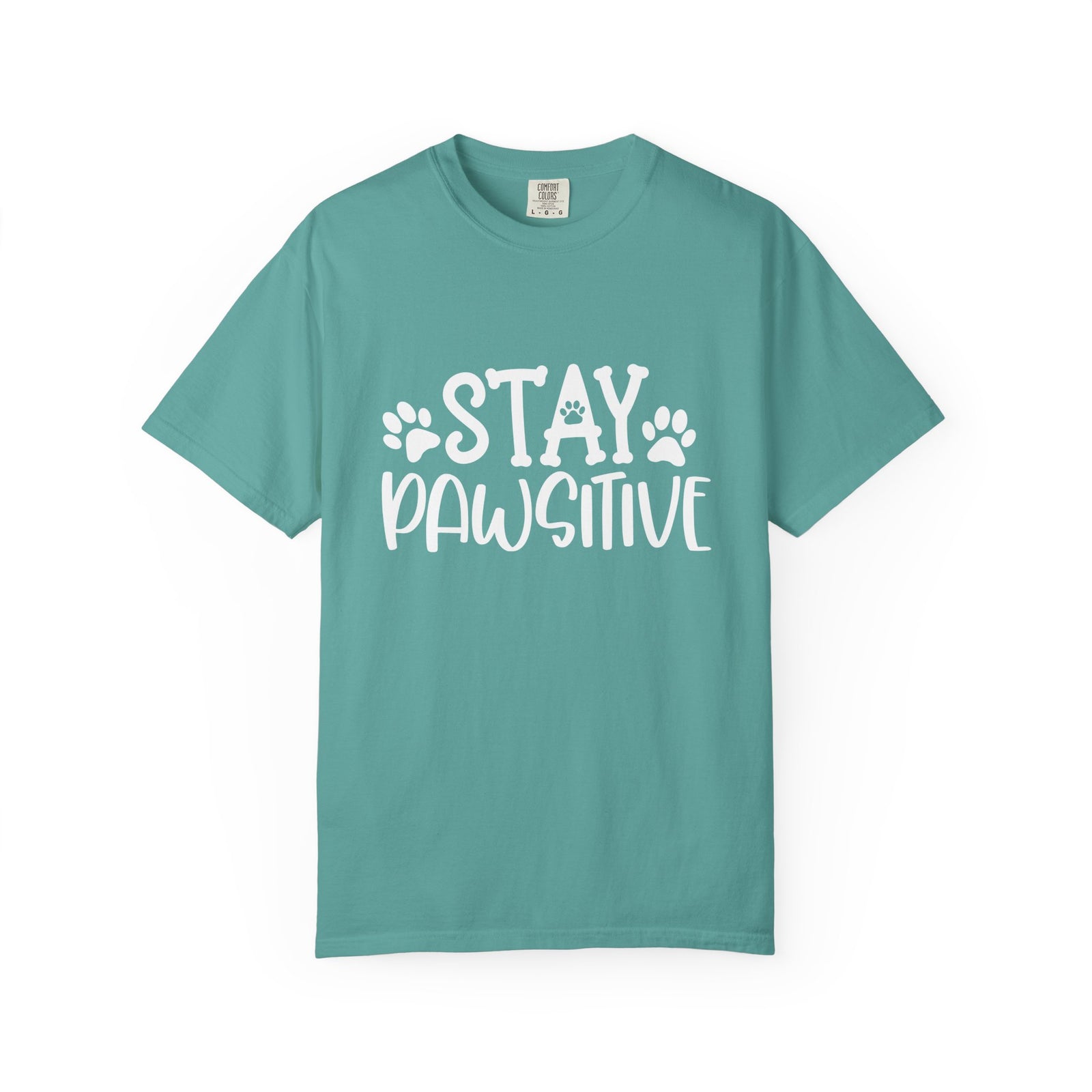 Stay Paw-sitive Paw Print T-Shirt Cute Dog Mom Graphic Tee
