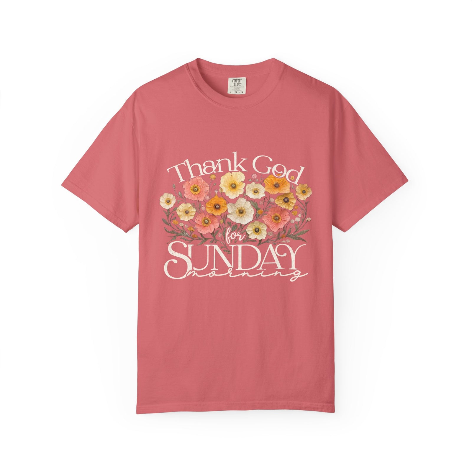 Thank God for Sunday Morning Christian Church Floral T‑Shirt Unisex Distressed Tee