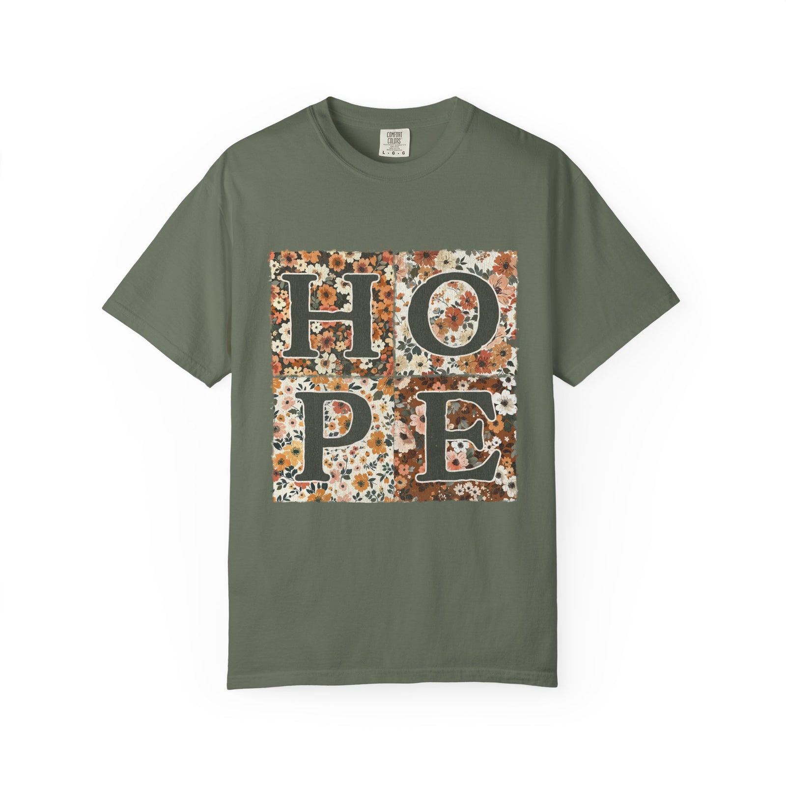Hope Floral Patchwork Distressed T-Shirt Vintage Inspirational Tee