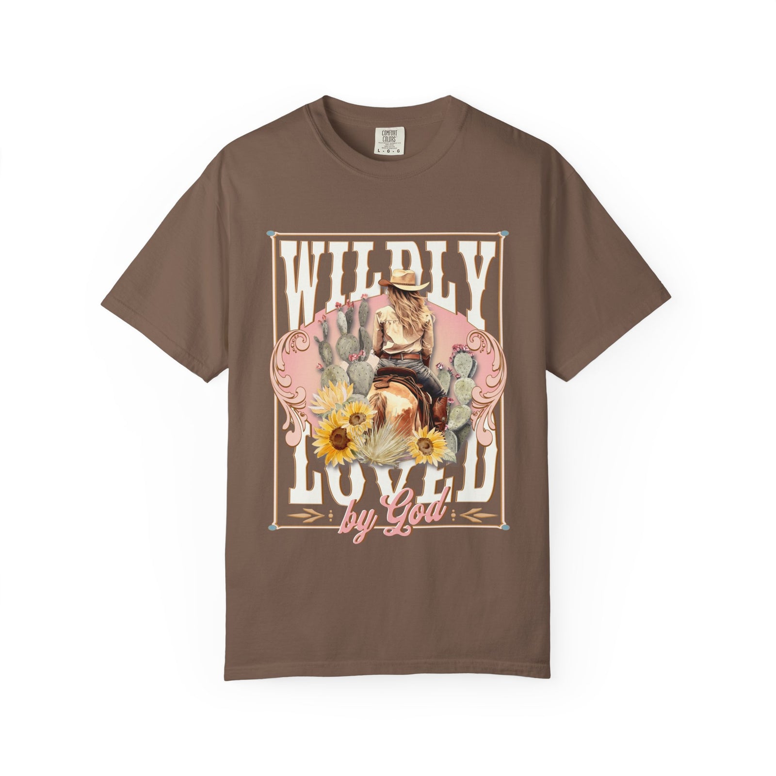 Wildly Loved by God Graphic Tee Vintage Cowgirl Sunflower T-Shirt