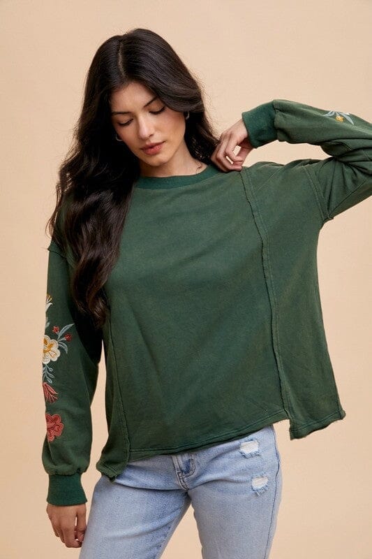 Annie Wear Embroidered Long Sleeve French Terry Top - Sydney So Sweet