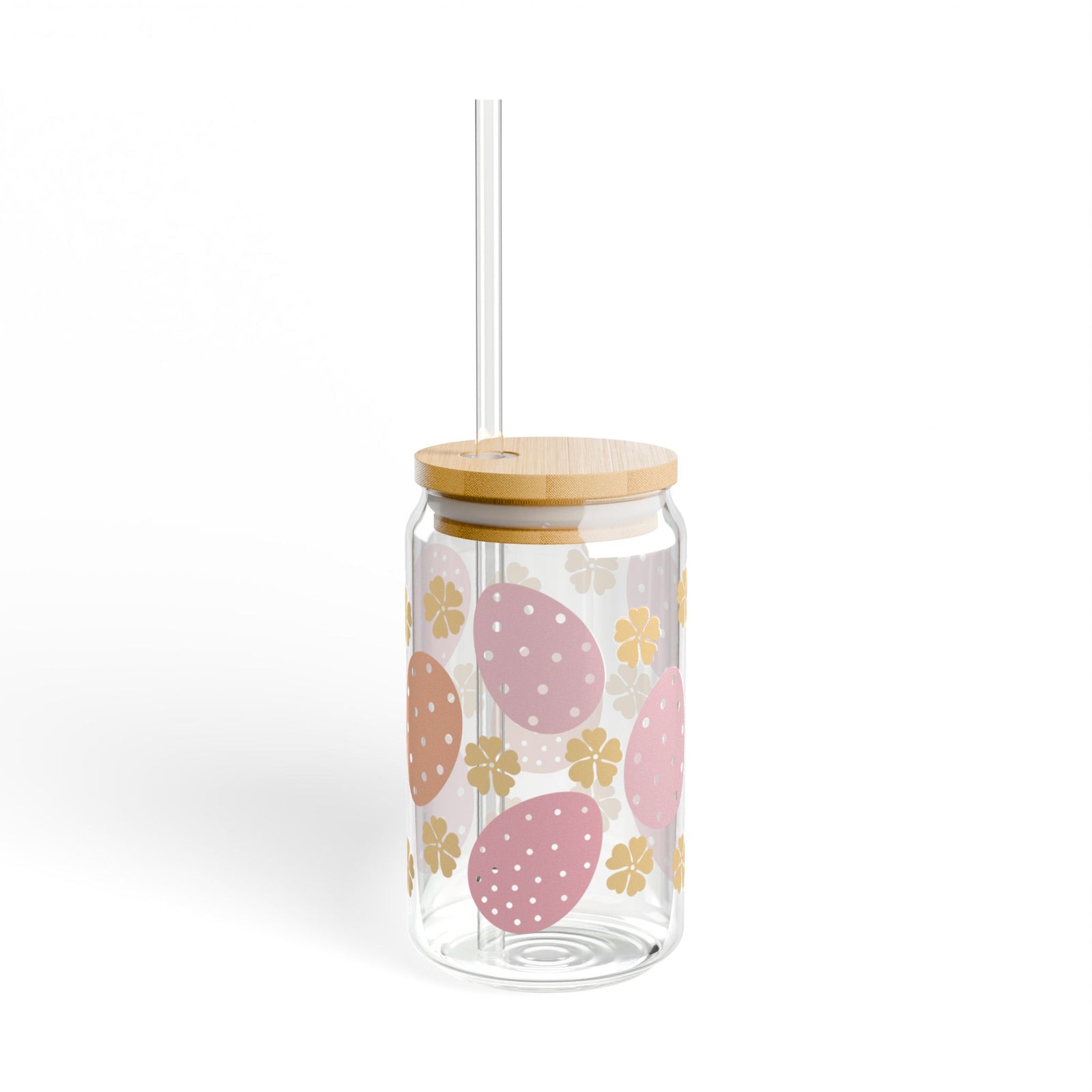 Easter Egg Tumbler Sipper Glass 16oz — Reusable Drink Jar with Lid & Straw