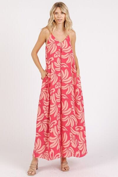 Mittoshop Printed V-Neck Maxi Cami Dress with Pockets - Sydney So Sweet