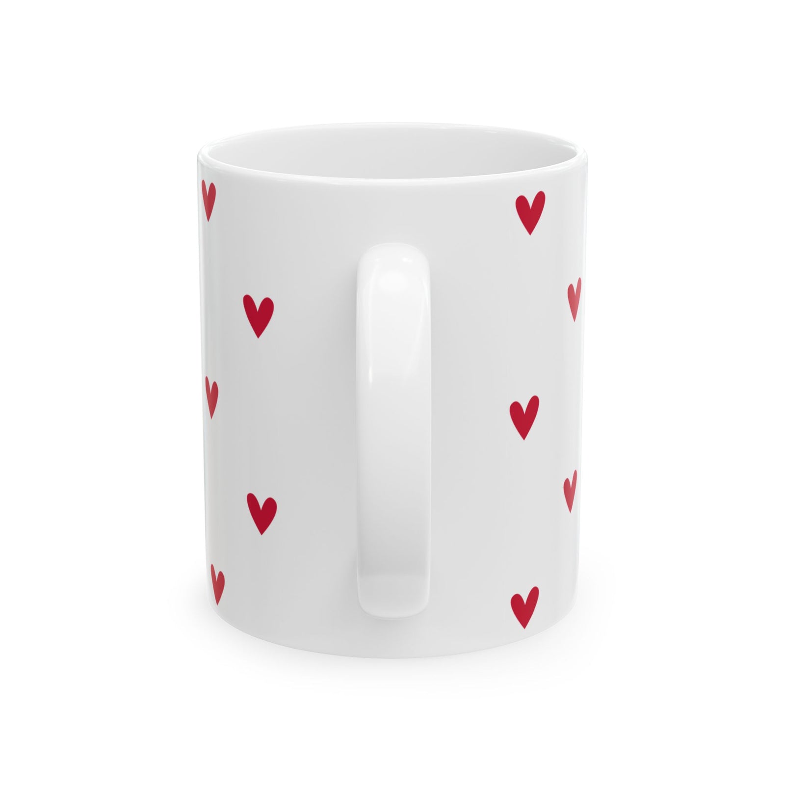 Red Heart Pattern Ceramic Mug — Cute Valentine Coffee Cup (11oz & 15oz) - Sydney So Sweet