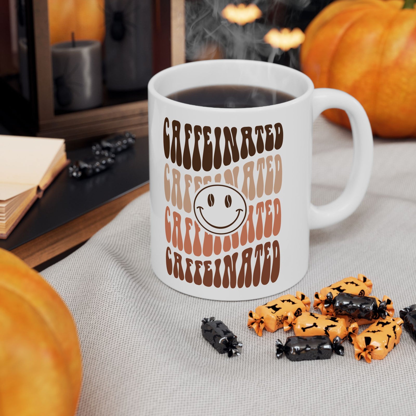 Caffeinated Smile Cute Ceramic Mug Coffee Cup (11oz & 15oz)