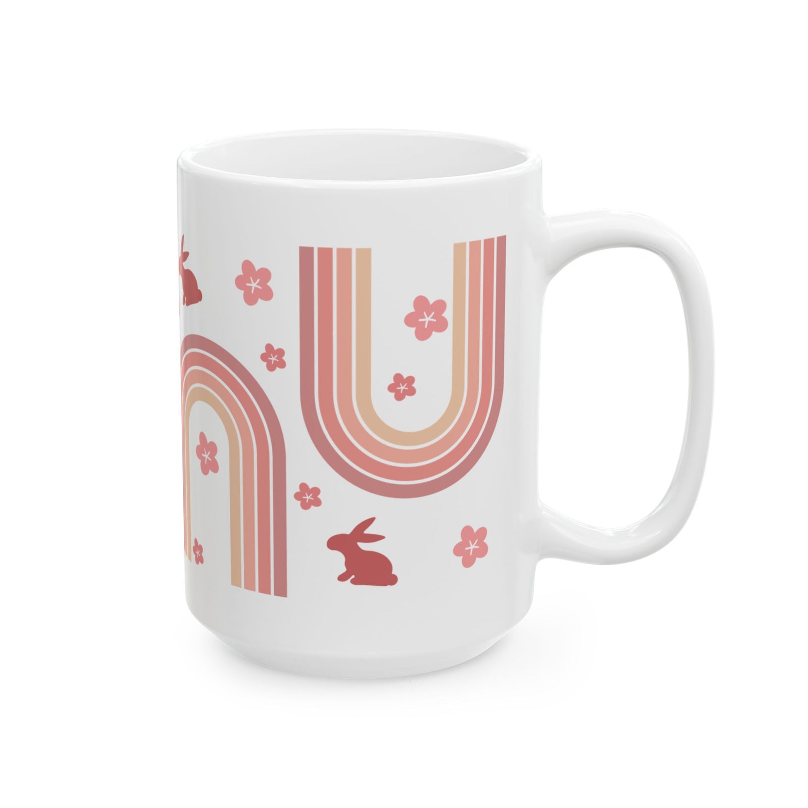 Retro Rainbow Bunny Cute Ceramic Mug Coffee Cup (11oz & 15oz)