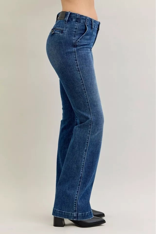 Judy Blue Full Size Mid Rise Bootcut Jeans with Welt Pockets Plus Size - Sydney So Sweet