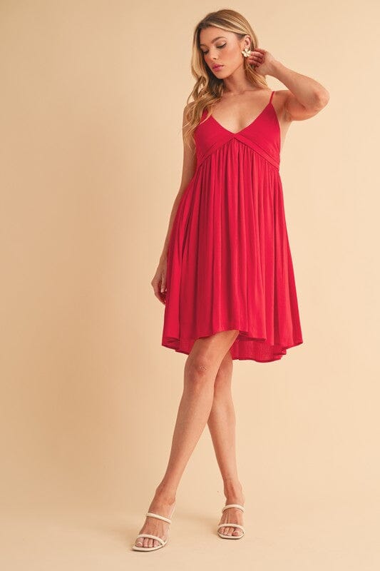 Aemi + Co Ruched Plunge Mini Cami Dress - Sydney So Sweet