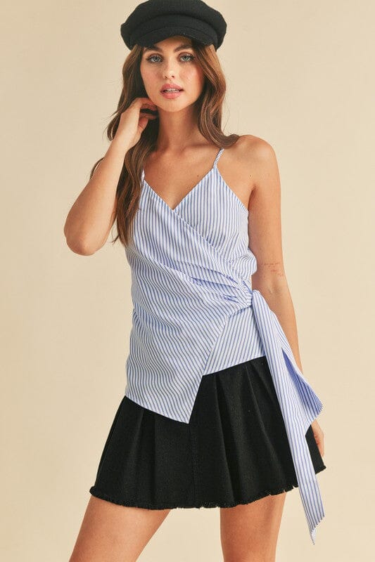 Aemi + Co Side Knotted Surplice Striped Cami - Sydney So Sweet