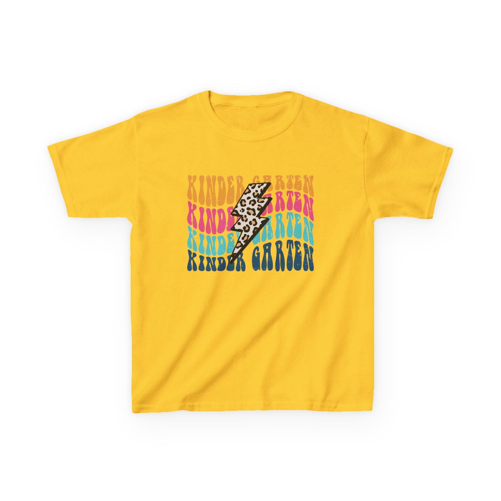 Kindergarten Grade Leopard Lightning Graphic Tee Back-to-School Kids T-Shirt