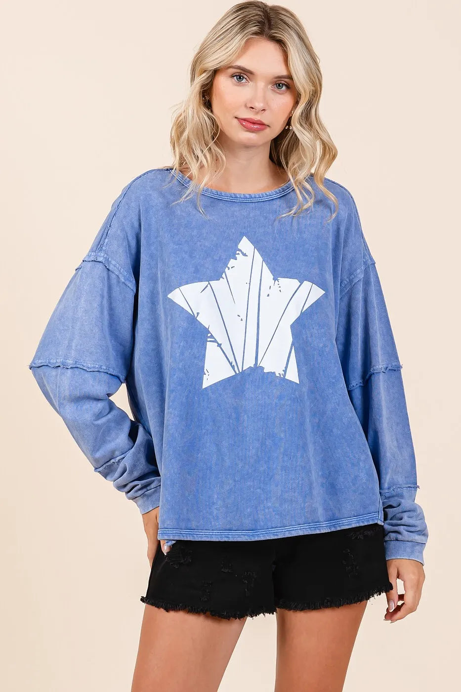 Mittoshop Star Graphic Mineral Wash Long Sleeve Top - Sydney So Sweet