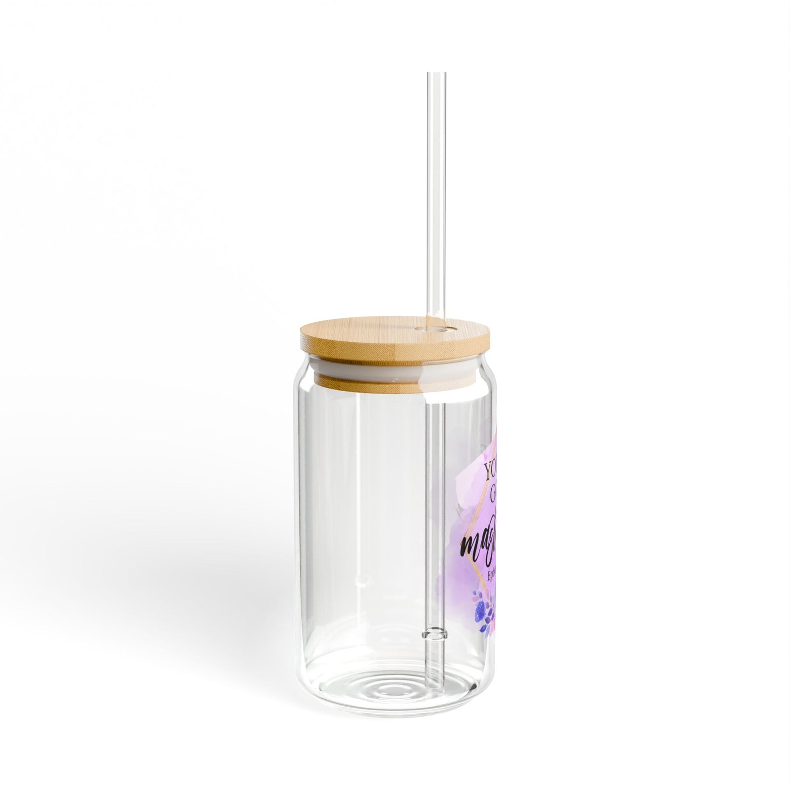 You Are God’s Masterpiece Ephesians 2:10 Christian Tumbler Sipper Glass 16oz — Reusable Drink Jar with Lid & Straw - Sydney So Sweet