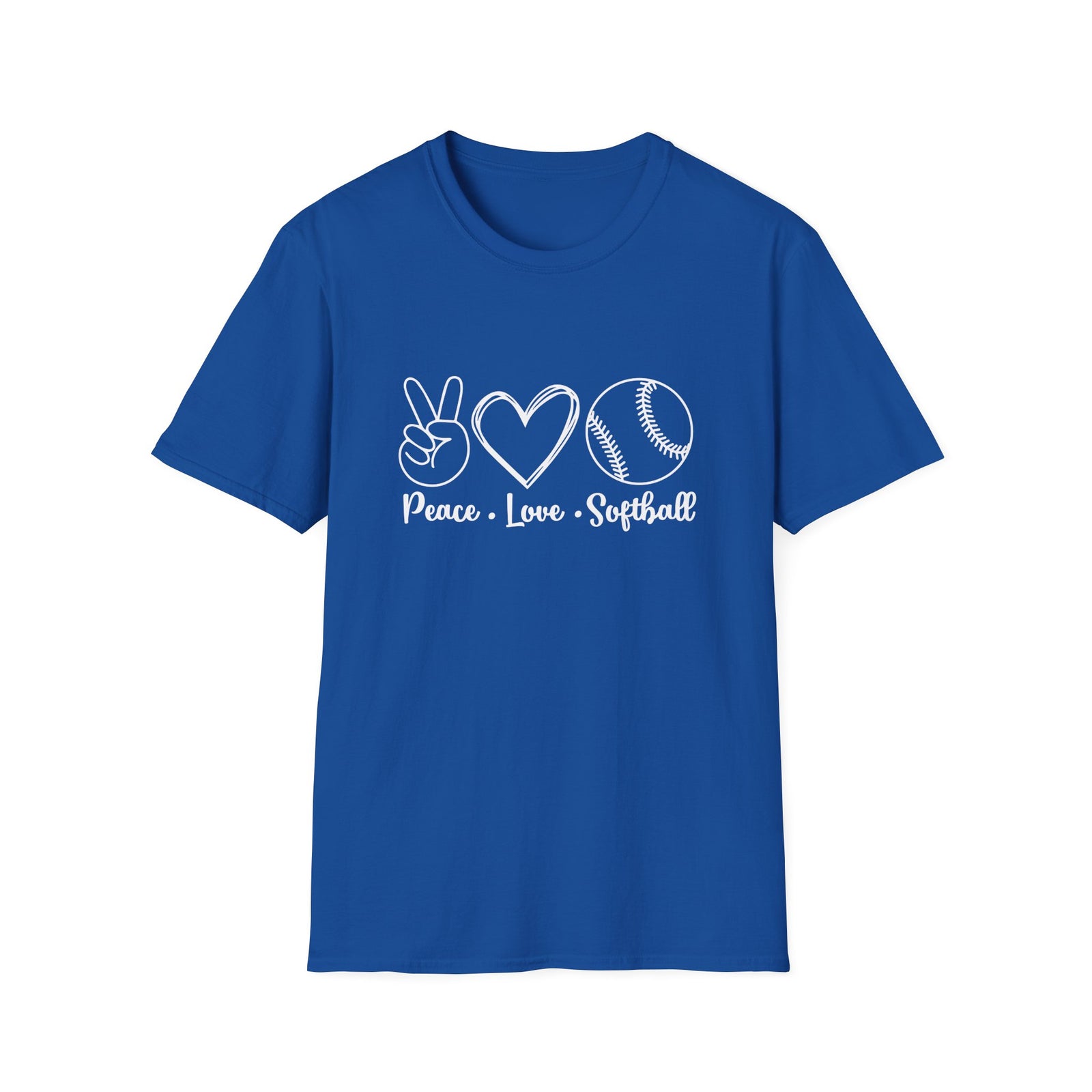 Peace Love Softball Repeat Graphic T-Shirt Cute Sports Mom Tee (12 Team Colors)