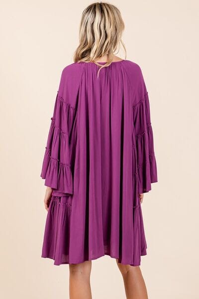 Mittoshop Frill Tie Neck Bell Sleeve Dress - Sydney So Sweet