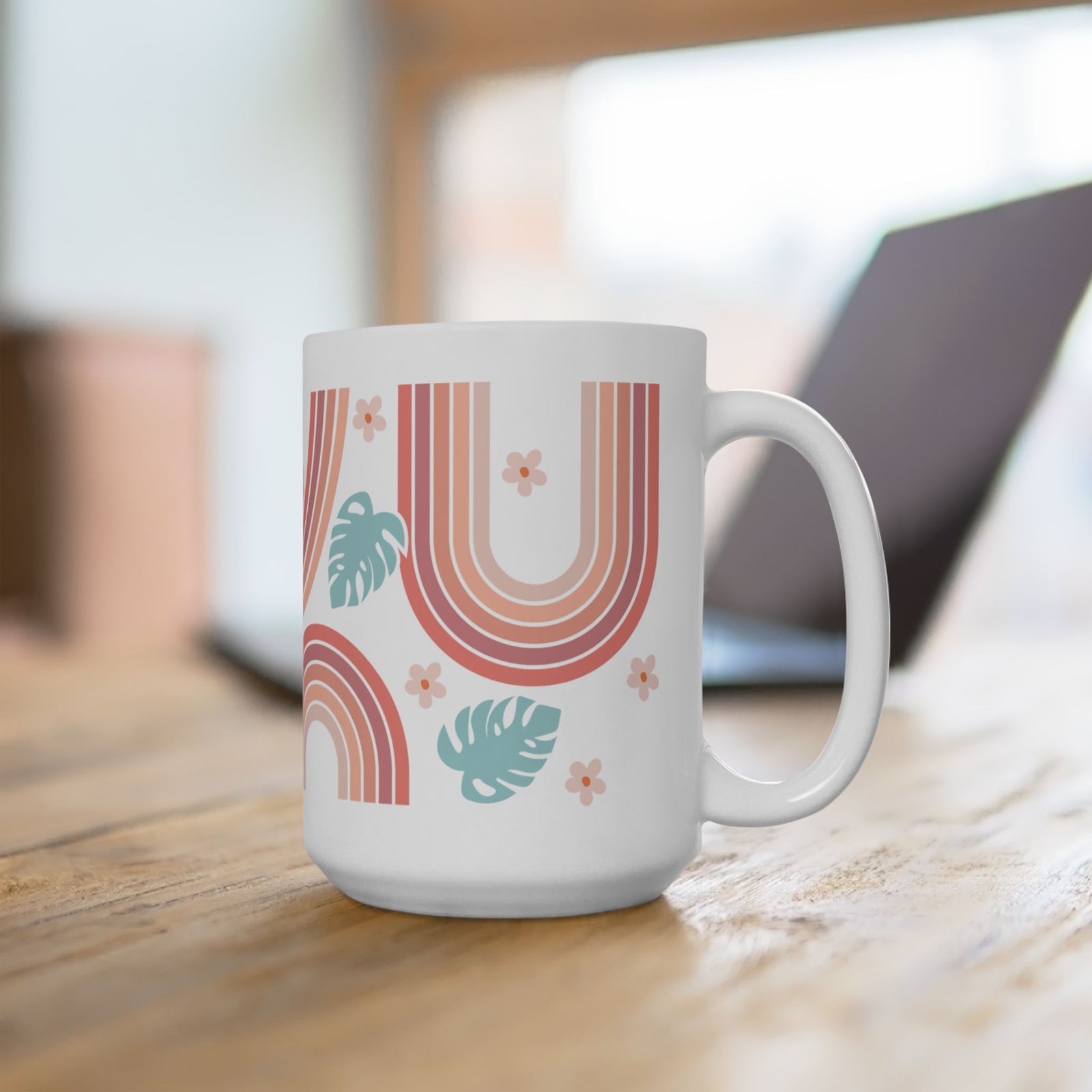 Boho Retro Rainbow Cute Ceramic Mug Coffee Cup (11oz & 15oz)