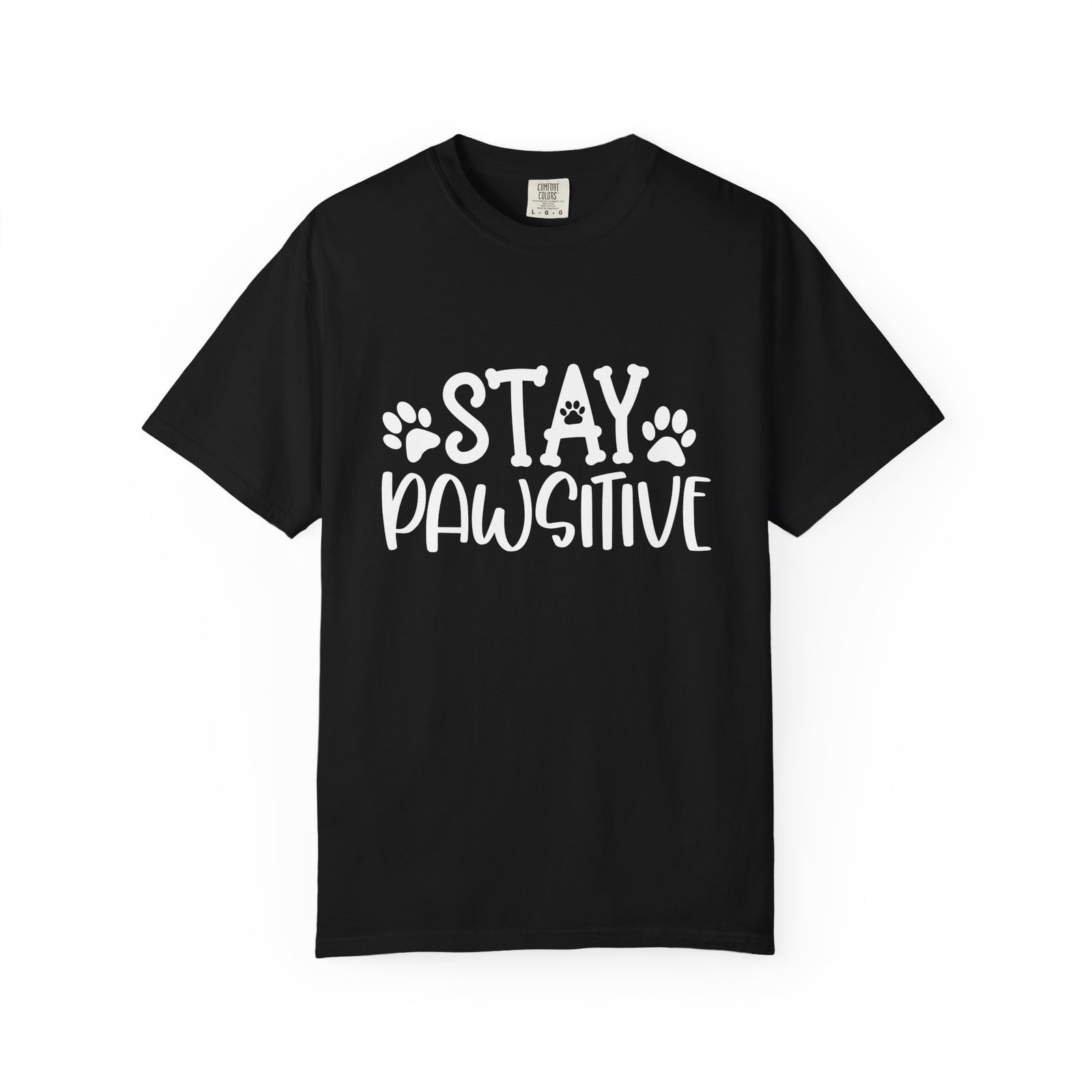 Stay Paw-sitive Paw Print T-Shirt Cute Dog Mom Graphic Tee