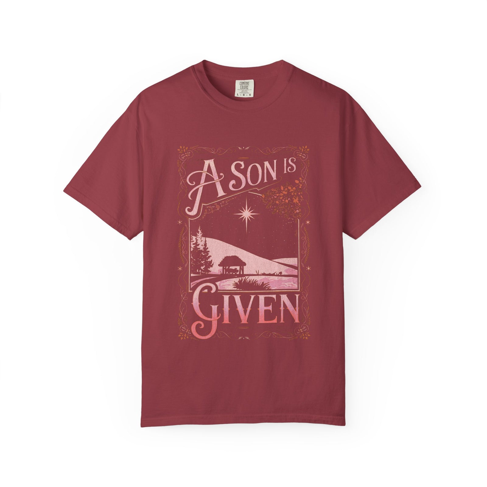 A Son is Given Jesus Christmas Distressed T-Shirt Christian Graphic Tee